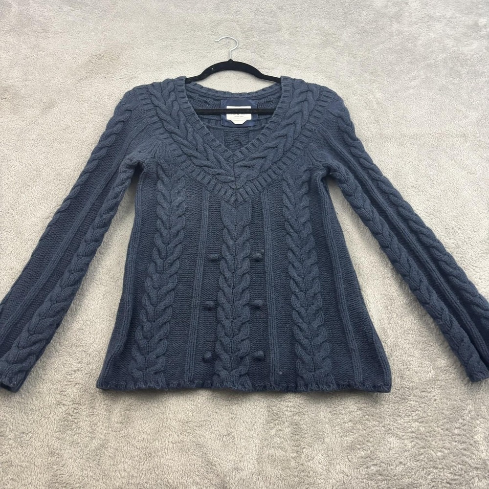 VTG Y2K Old Navy‎ Cable Knit Sweater Womens M Navy Blue Chunky Fisherman Preppy